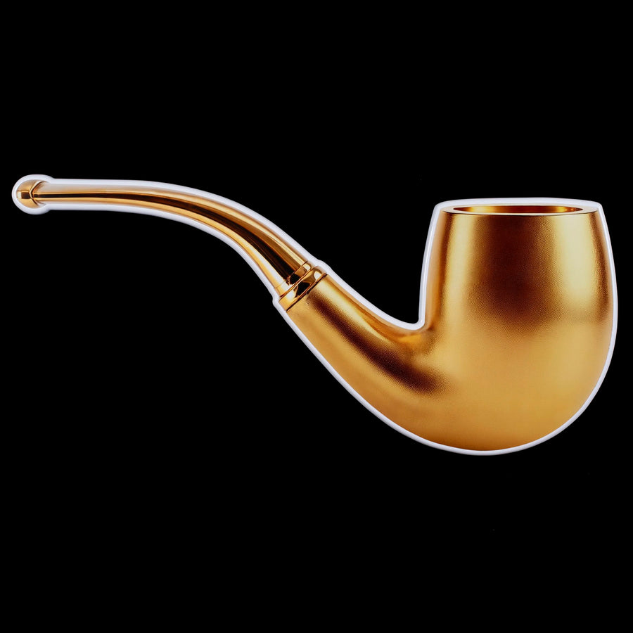 Gold pipe photographic wall sculpture by Rory Fink – fashion pop art