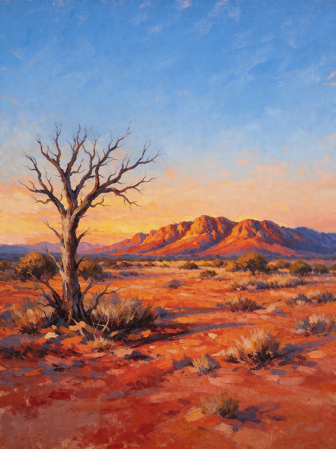 Last Light on the Red Plains - 61x91cm - Original Oil Painting SOLD