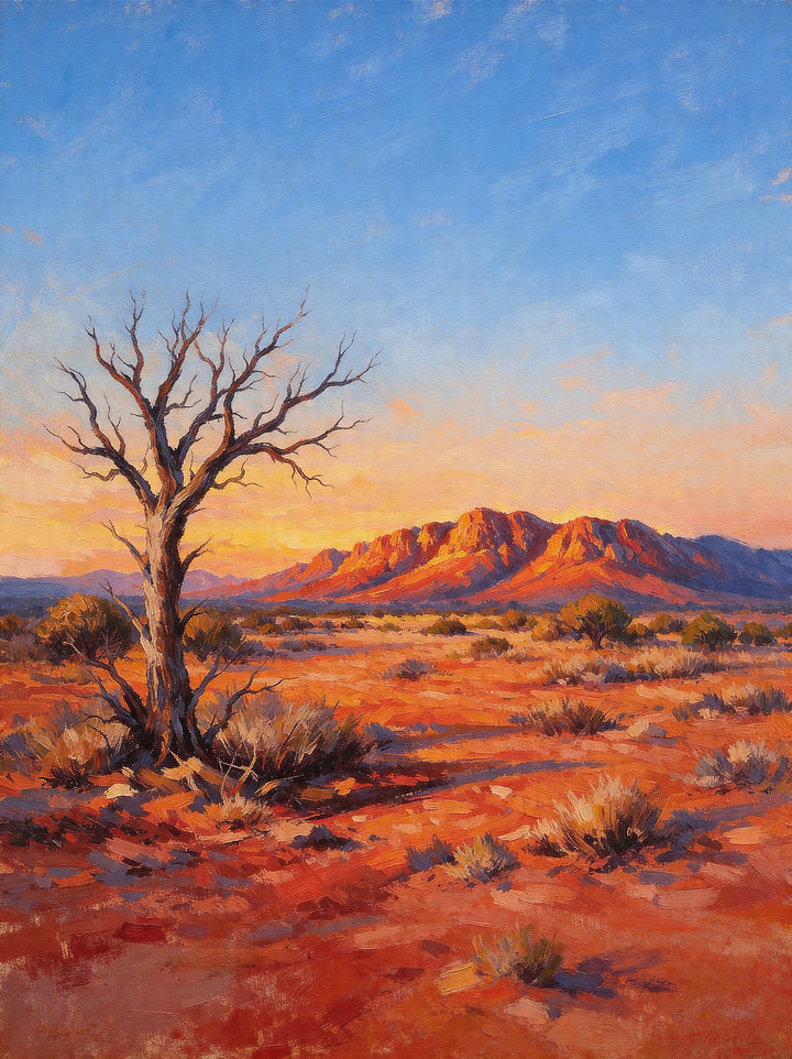 Last Light on the Red Plains - 61x91cm - Original Oil Painting SOLD