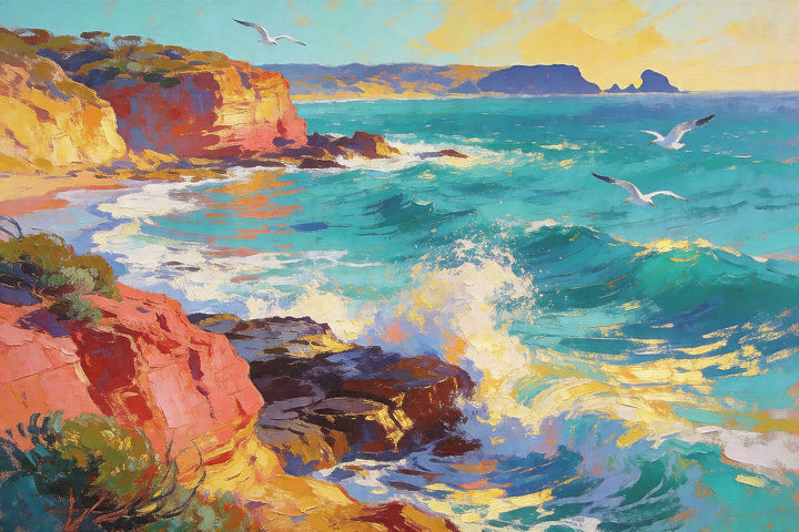 Pastel Tides on Red Cliffs - 61x91cm - Original Oil Painting SOLD
