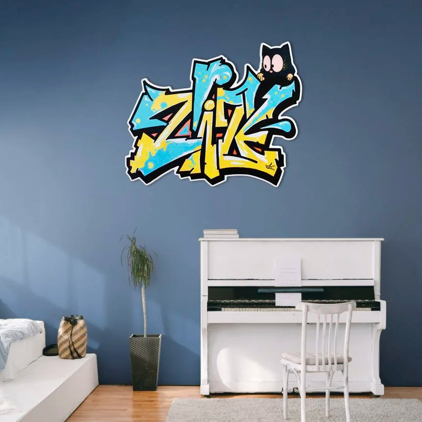 Street art - homage to gypsy - photographic sculpture wall art by Rory Fink – limited edition shaped print in room example