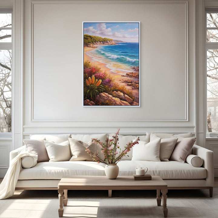 Original Australian Seascape Oil Painting - 61x91cm - Wildflowers Above Esperance, Coastal Landscape Art Version 1