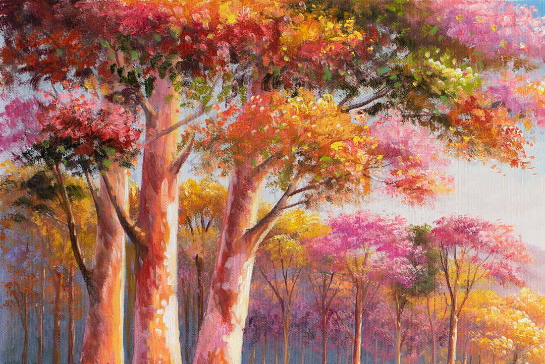 Original Australian Pink Lake Oil Painting - 60x90cm - Blush Eucalyptus Reflections close up top left