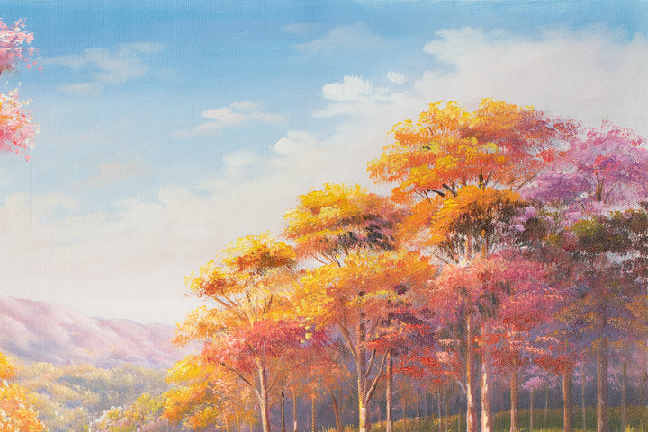 Original Australian Pink Lake Oil Painting - 60x90cm - Blush Eucalyptus Reflections close up top right