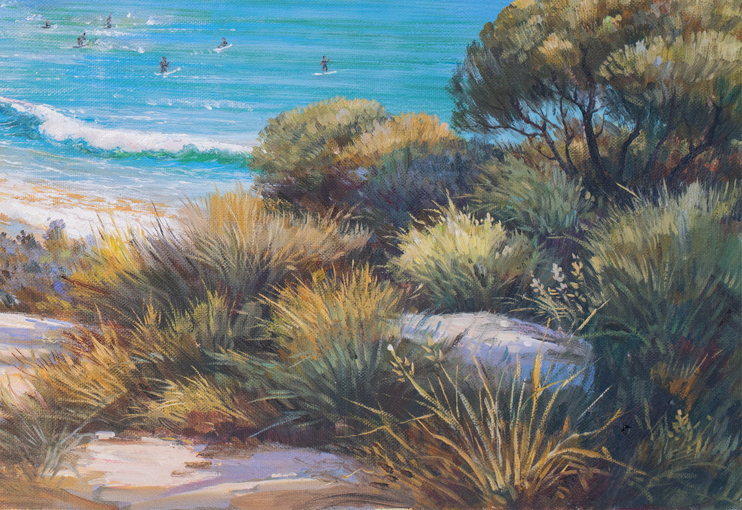Original Australian Coastal Dune Path Limited Edition Canvas Print - Beach Path Seascape Wall Art close up bottom right