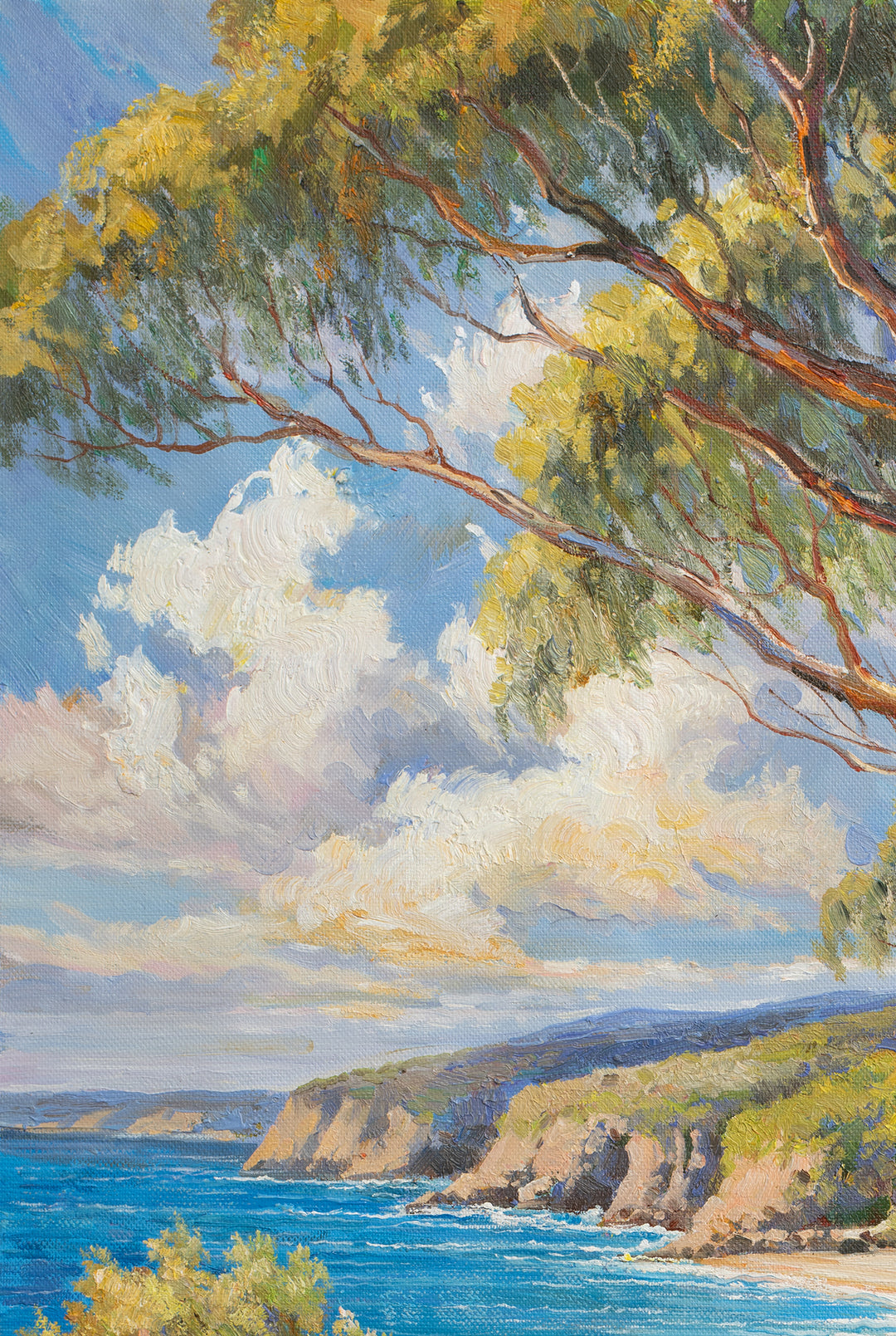 Original Australian Coastal Path Limited Edition Canvas Print - Ocean View Seascape Wall Art close up top left