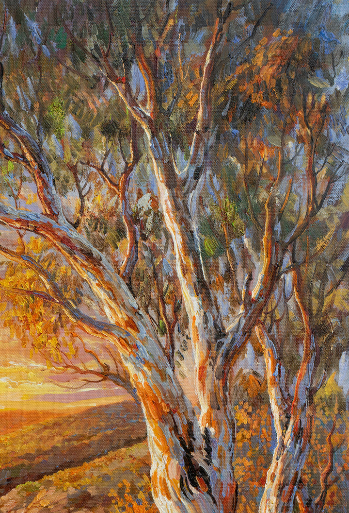 Original Australian Coastal Sunset Oil Painting - 60x90cm - Golden Light Over Ocean Path top right