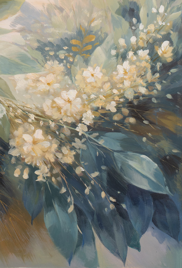 Original Coastal Botanical Oil Painting - 60x90cm - Soft Seascape with Native Foliage bottom right