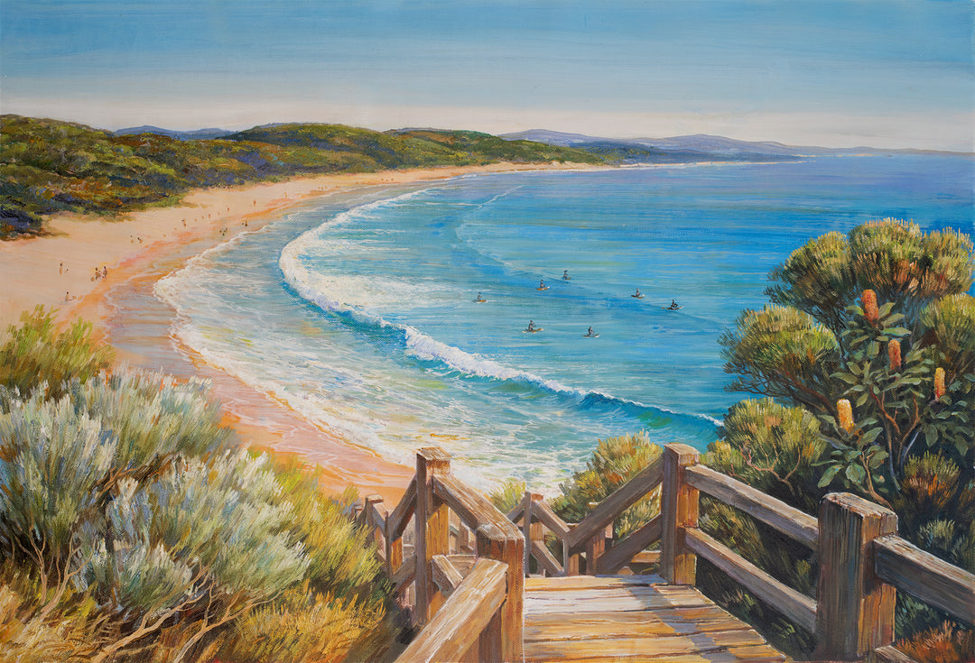 Original Australian Coastal Pathway Limited Edition Canvas Print - Beach Stairway Seascape Wall Art