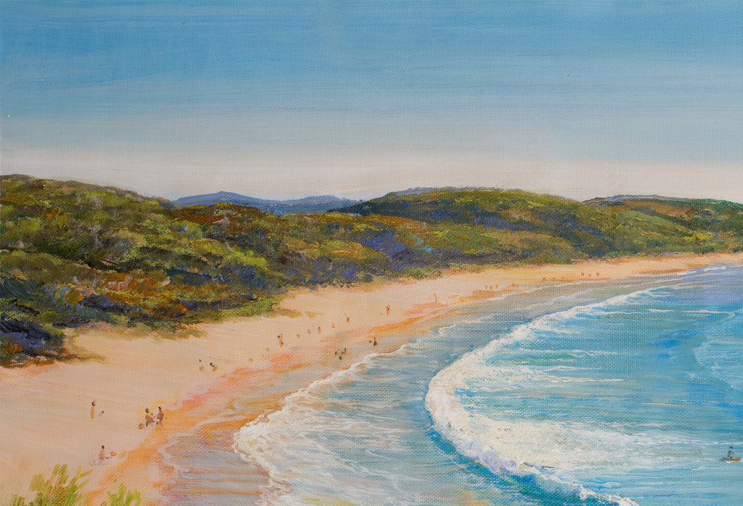 Original Coastal Pathway Oil Painting 60x90cm - Wooli Beach with Turquoise Waters close up top left