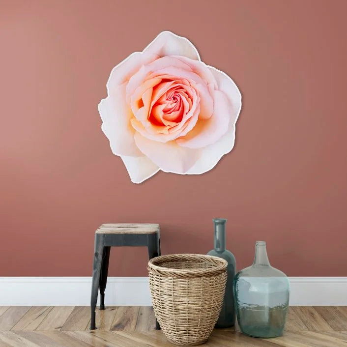 Floral rose photo sculpture wall art by Rory Fink – bloom-inspired shaped in room example