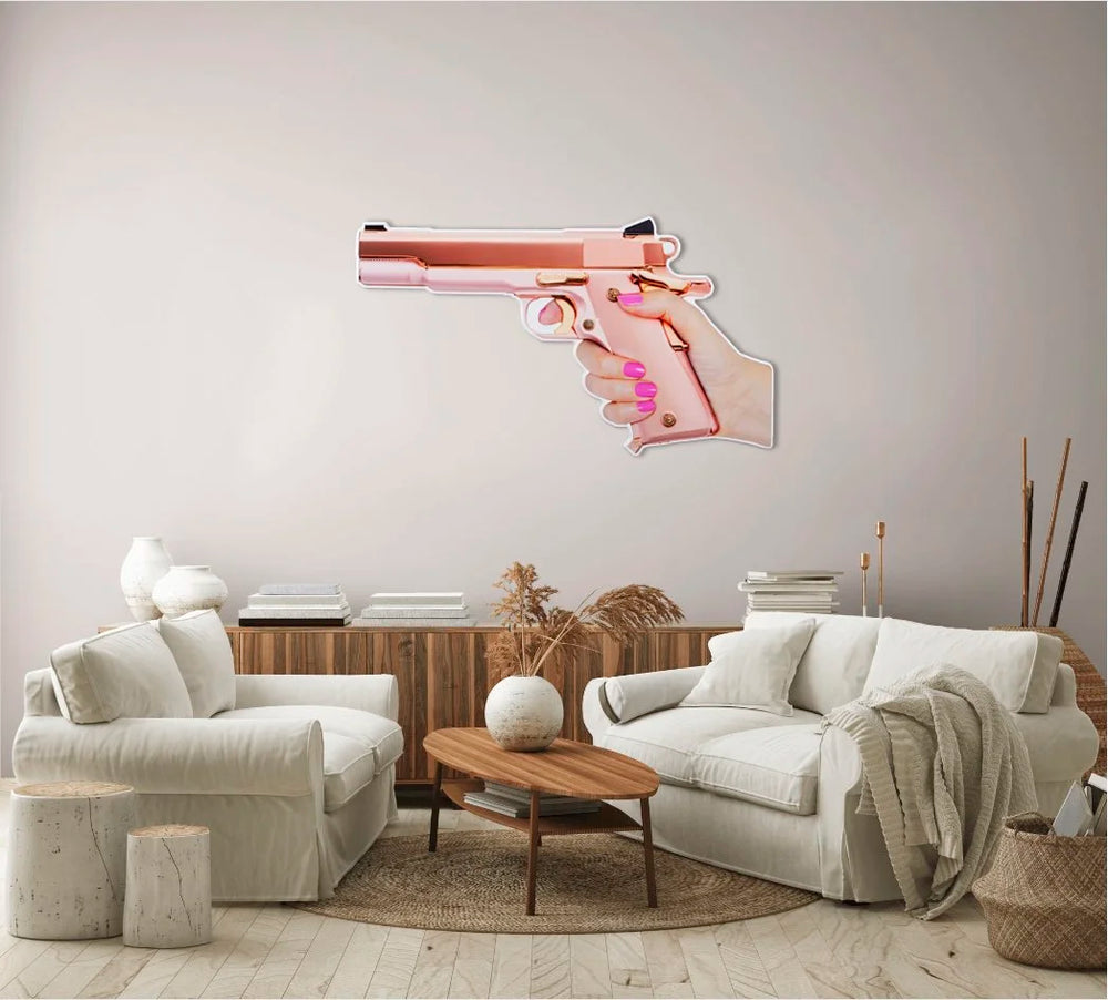 pink colt photographic sculpture wall art by Rory Fink – limited edition shaped print in room example