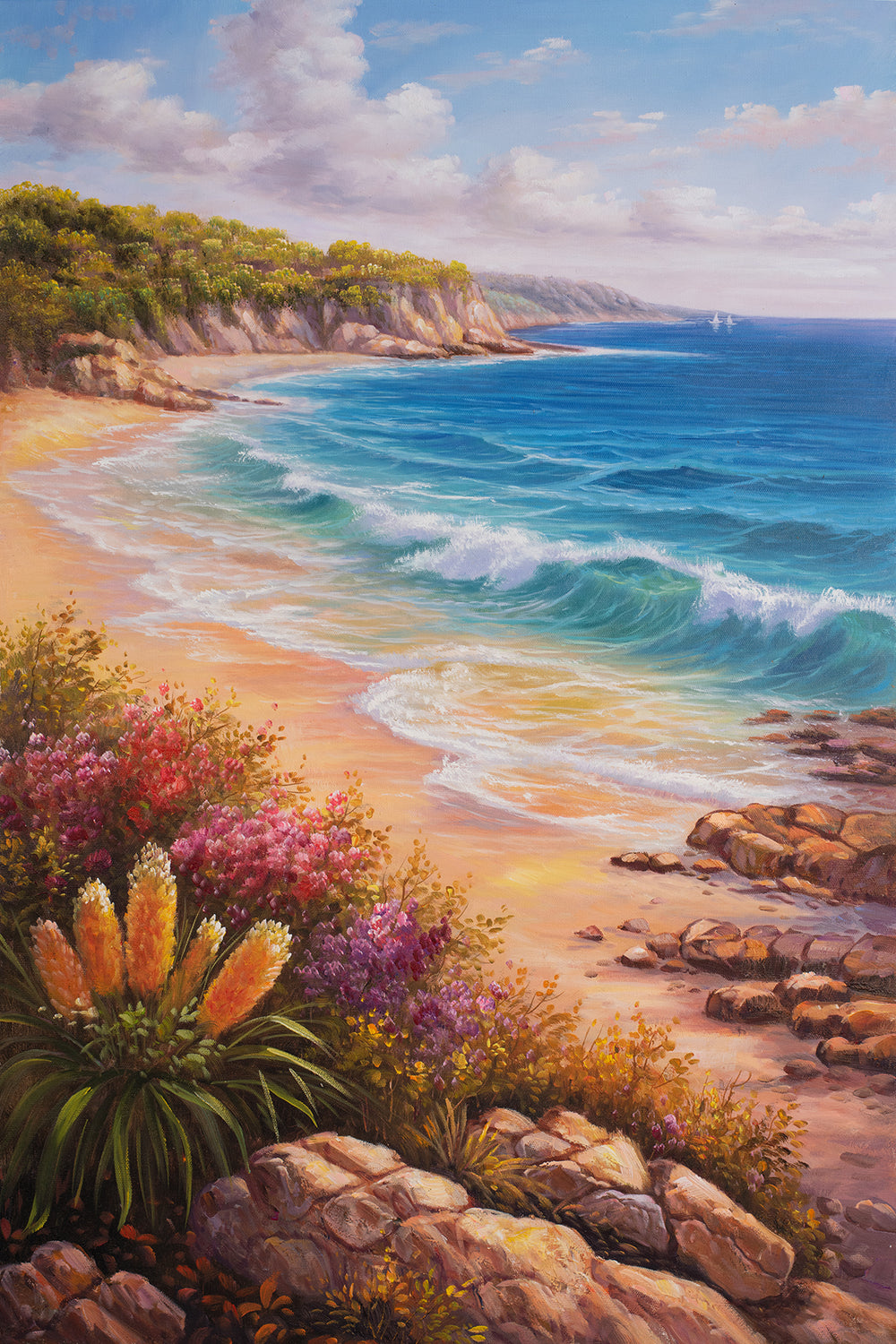 Original Australian Seascape Canvas Print - Wildflowers Above Esperance, Coastal Landscape Art Version 1 Full original