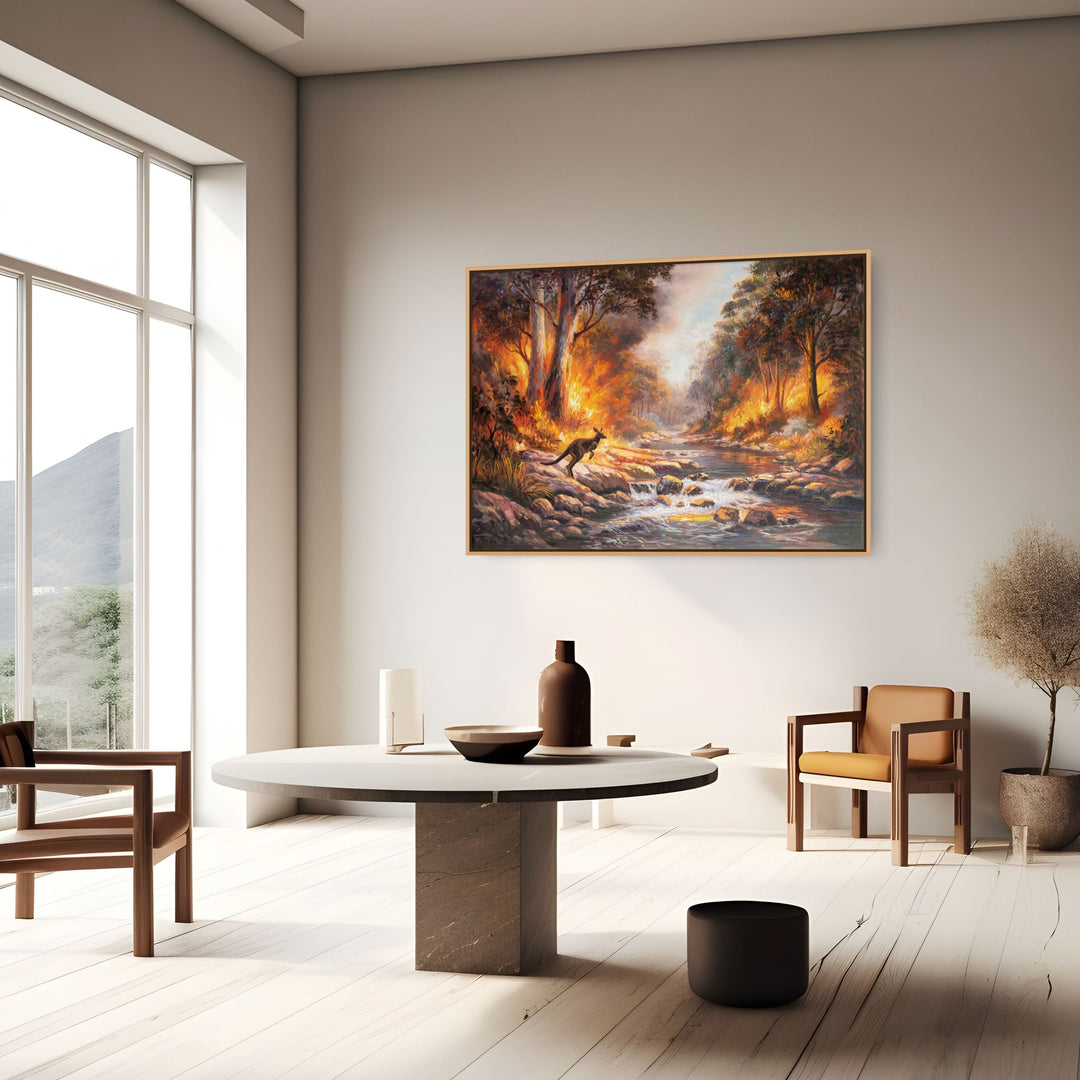 Original Australian Bushfire Painting - 60x90cm - Burning Forest Landscape, Statement Wall Art mockup 1