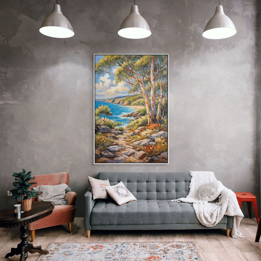 Original Australian Coastal Path Limited Edition Canvas Print - Ocean View Seascape Wall Art mockup 1