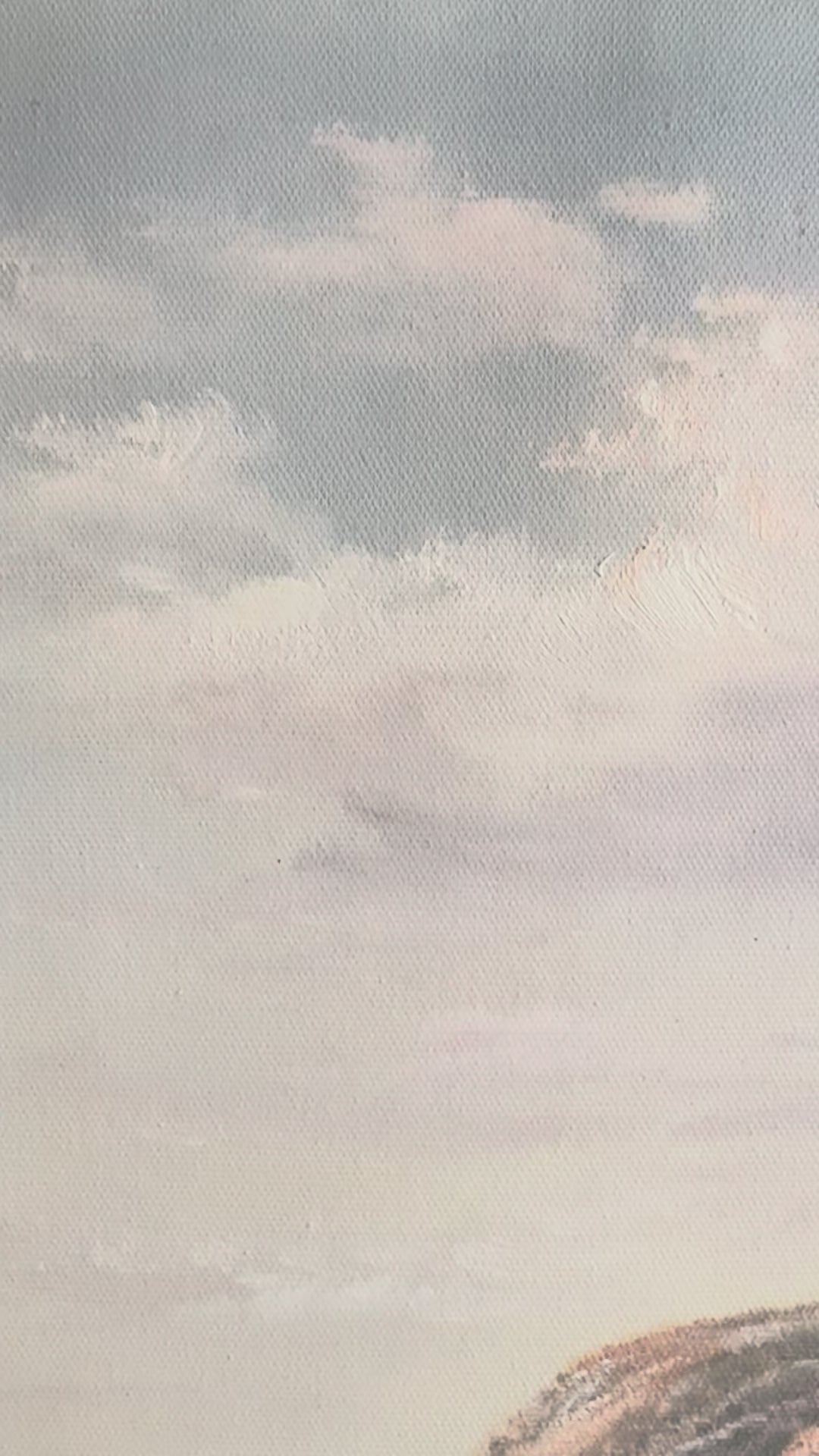 Original Kookaburra Oil Painting - 60x90cm - Kookaburra Perched on Log Seascape Wildlife Art - video of close up of oil painting